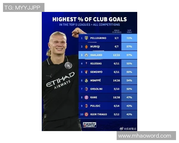 哈兰德本赛季英超联赛进球占比创历史新高达647球队依赖程度惊人